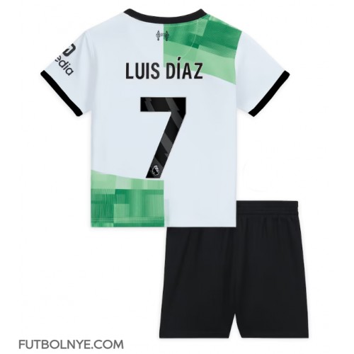 Camiseta Liverpool Luis Diaz #7 Visitante Equipación para niños 2023-24 manga corta (+ pantalones cortos)